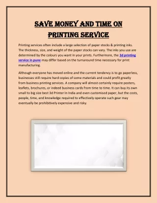 Save Money and Time On Printing Service