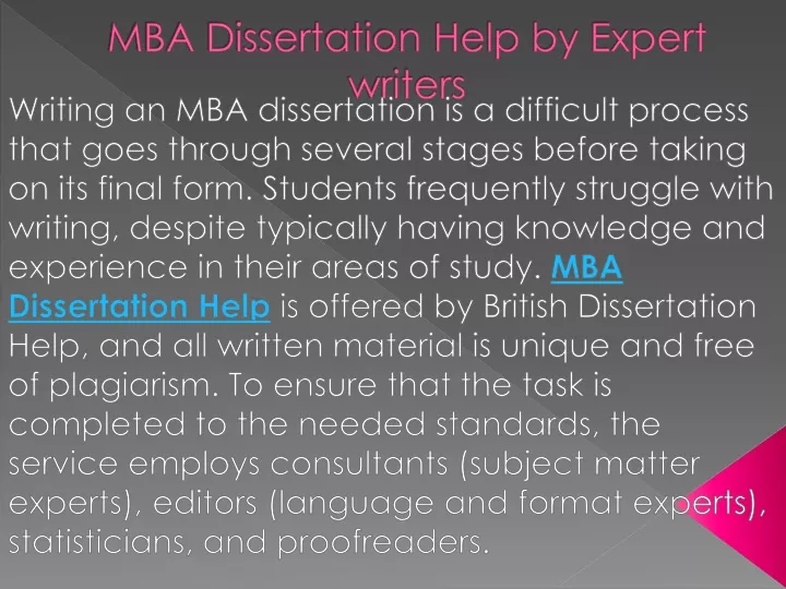 mba dissertation help by expert writers