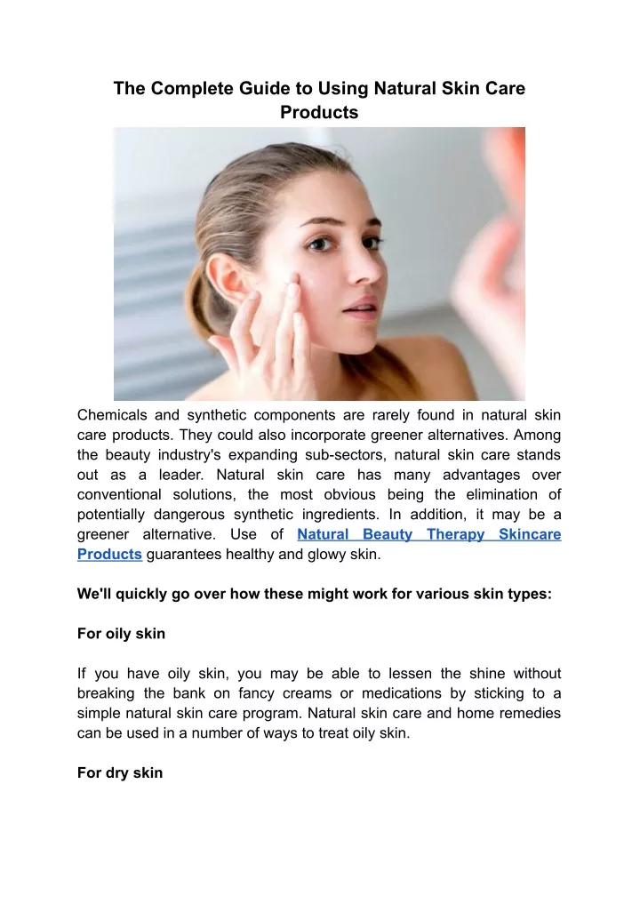 PPT - The Complete Guide to Using Natural Skin Care Products PowerPoint ...