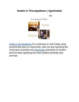 hotels in thoraipakkam uparhotels