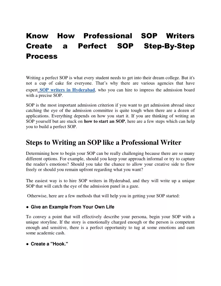 know how professional sop writers create