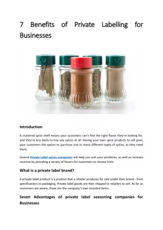 7 benefits of private label 7 benefits of private