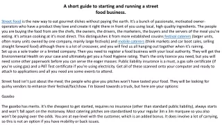 A short guide to starting and running a street food business.