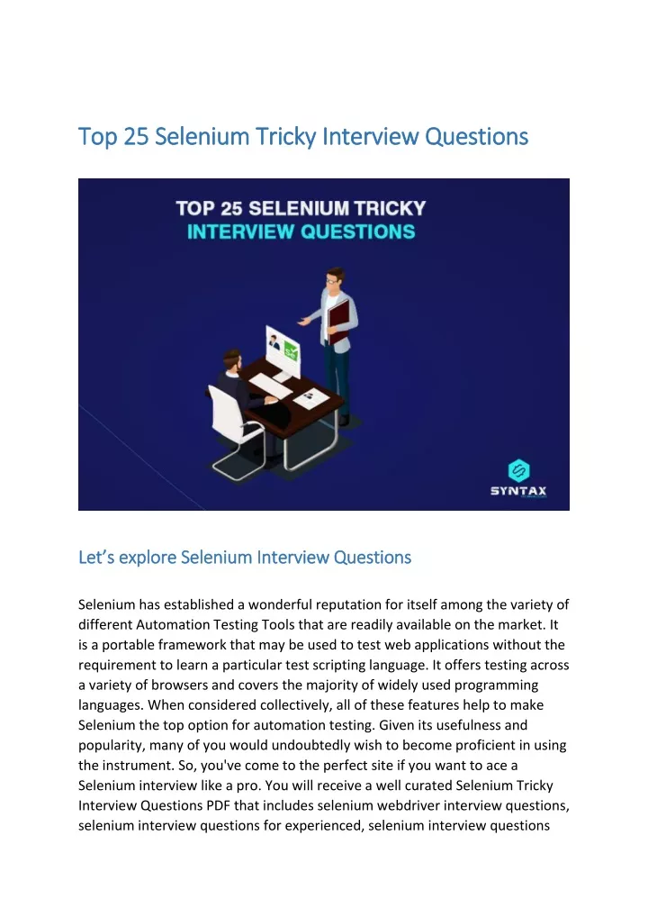 top 25 selenium tricky interview top 25 selenium