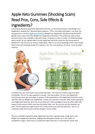 Apple Keto Gummies (Shocking Scam) Read Pros, Cons, Side Effects & Ingredients?