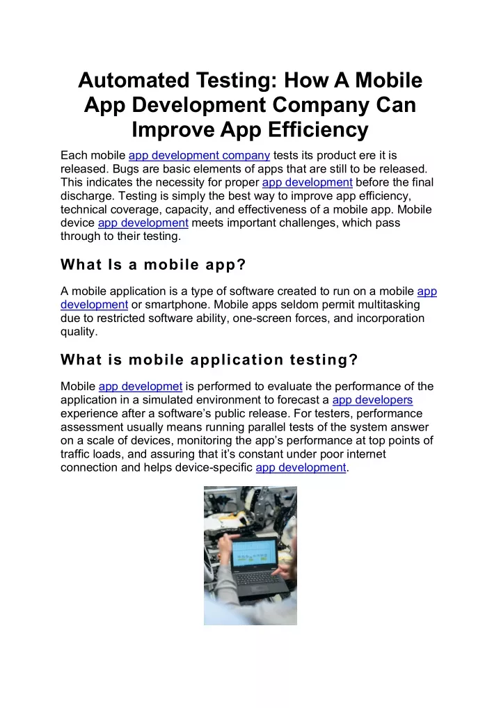 automated testing how a mobile app development