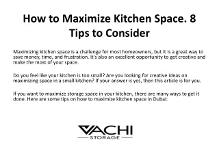 How to Maximize Kitchen Space-Vachistorage