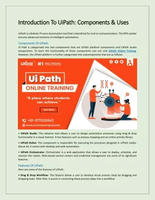 introduction to uipath components uses