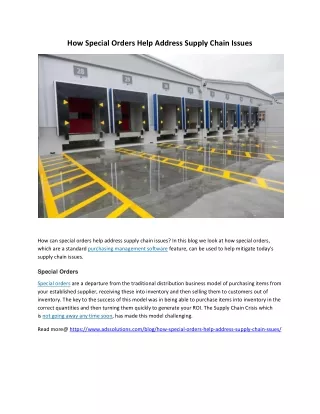 how special orders help address supply chain