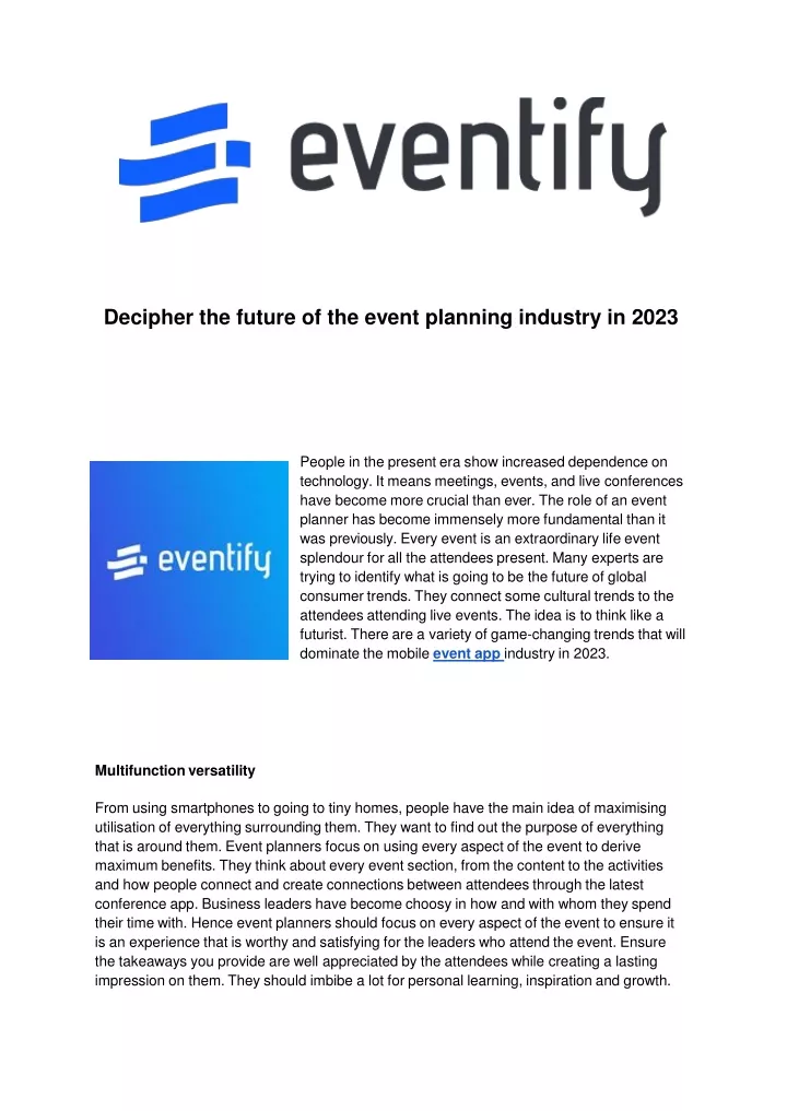 decipher the future of the event planning