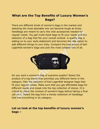 What are the Top Benefits of Luxury Women’s Bags