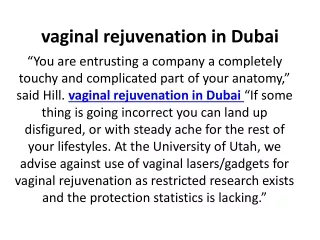 vaginal rejuvenation in Dubai