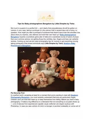 Tips for Baby photographers Bangalore by Little Dimples by Tisha