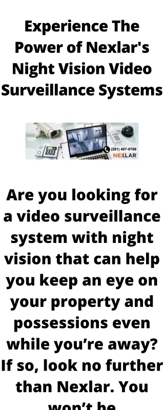 Experience The Power of Nexlar's Night Vision Video Surveillance Systems