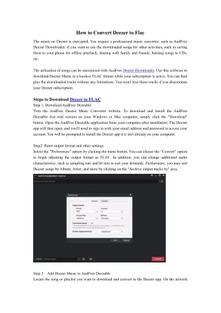 How to Convert Deezer to Flac