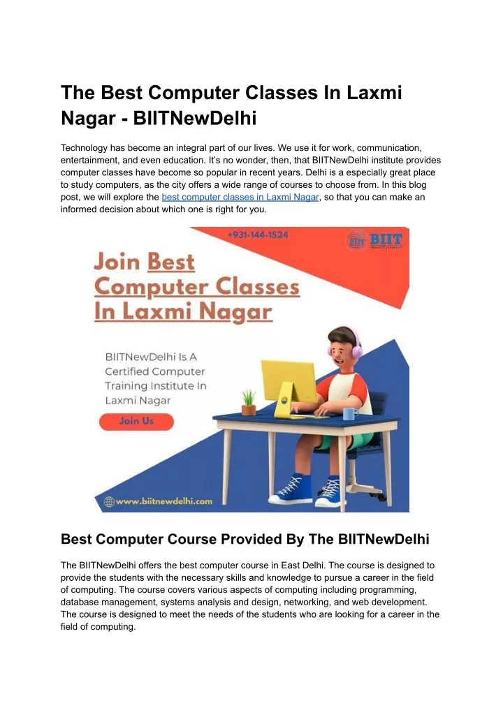 the best computer classes in laxmi nagar