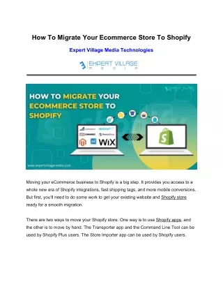 How To Migrate Your Ecommerce Store To Shopify