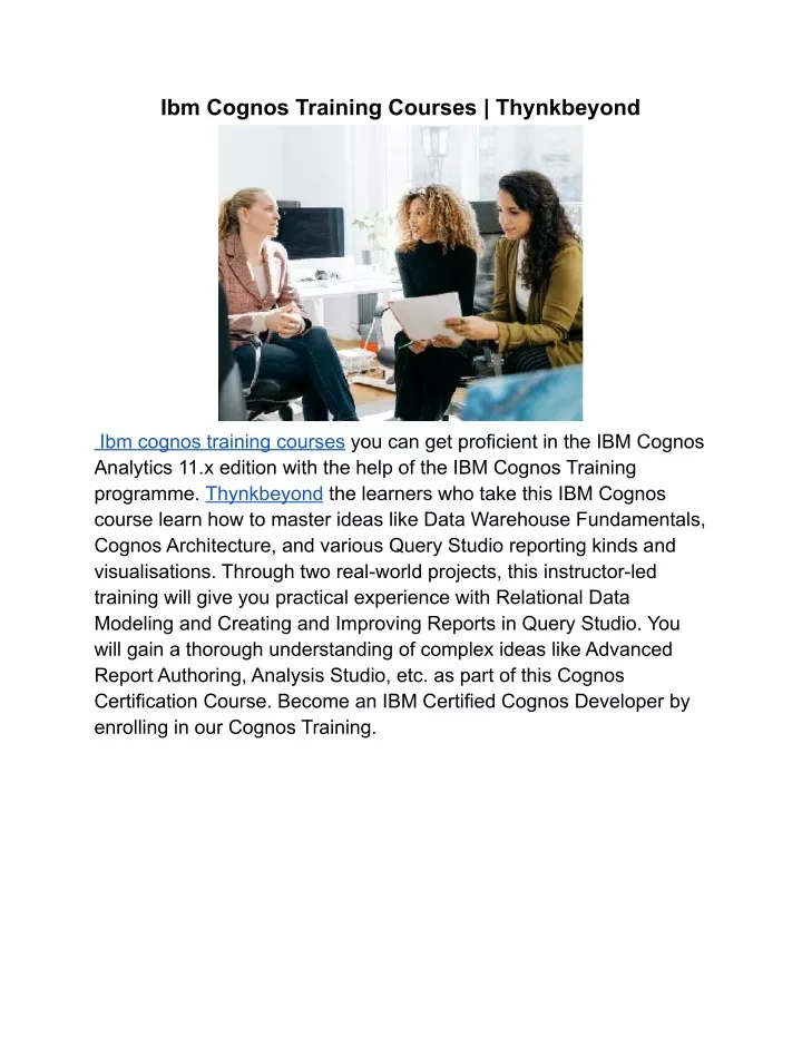 ibm cognos training courses thynkbeyond
