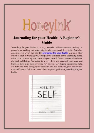 Journaling for your Health A Beginner's Guide