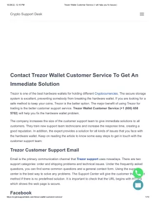 Trezor wallet customer service