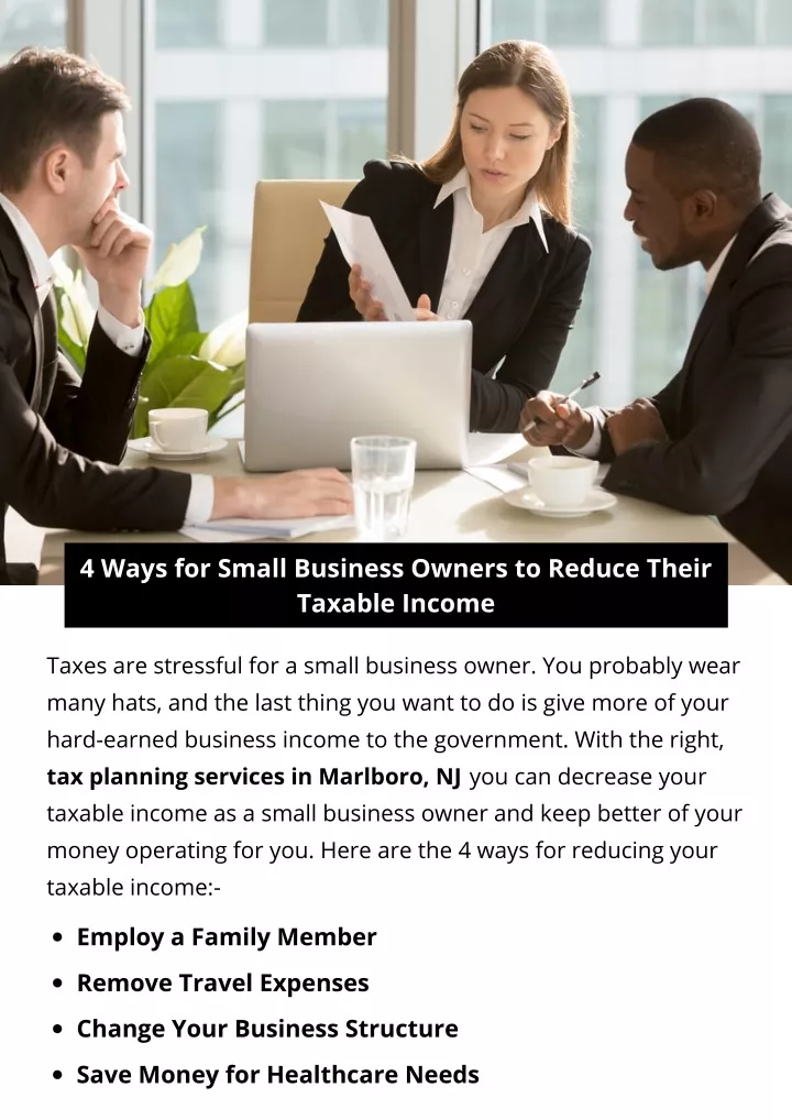 Ppt 4 Ways For Small Business Owners To Reduce Their Taxable Income Powerpoint Presentation 4073