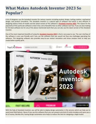 what makes autodesk inventor 2023 so popular