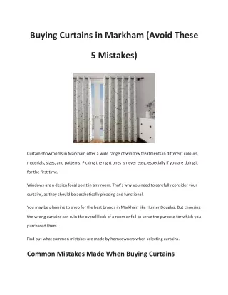 Buying Curtains in Markham (Avoid These 5 Mistakes)