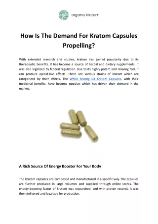 How Is The Demand For Kratom Capsules Propelling_