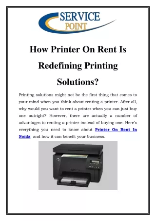 Printer On Rent In Noida Call-9205309873
