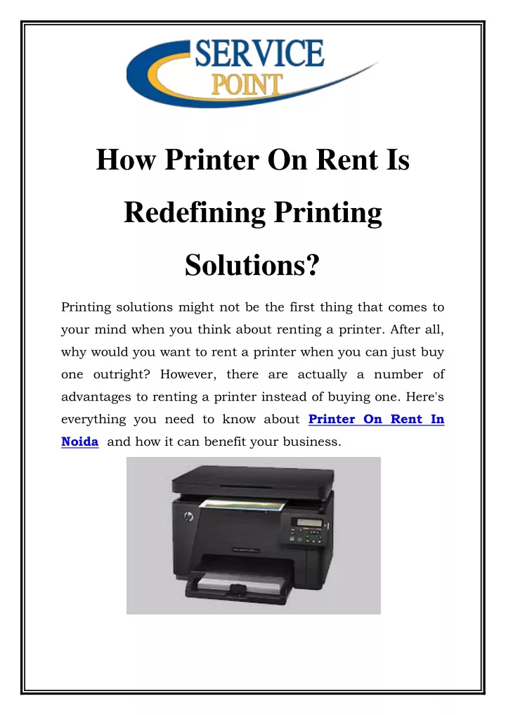 how printer on rent is