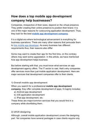 how does a top mobile app development company