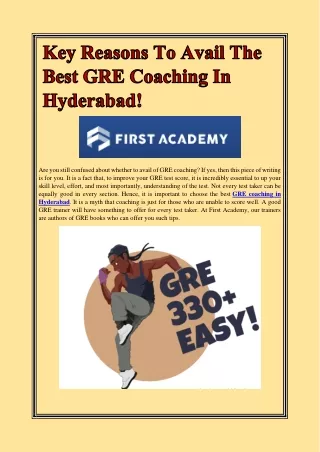 Key Reasons To Avail The Best GRE Coaching In Hyderabad!