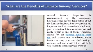 What are the Benefits of Furnace tune-up Services