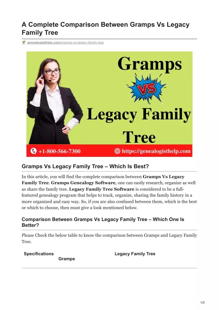 a complete comparison between gramps vs legacy