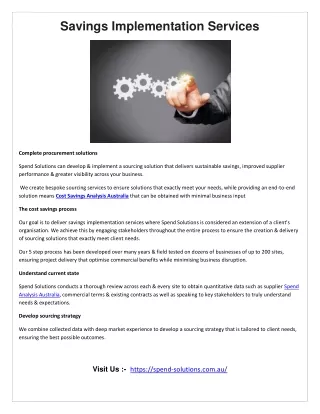 Savings Implementation Services