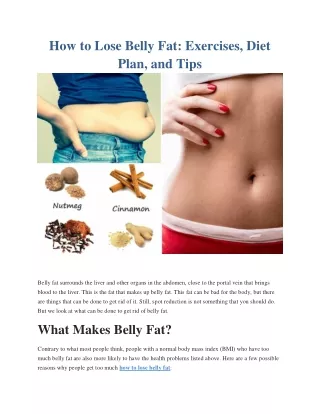 How to Lose Belly Fat Exercises Diet Plan and Tips