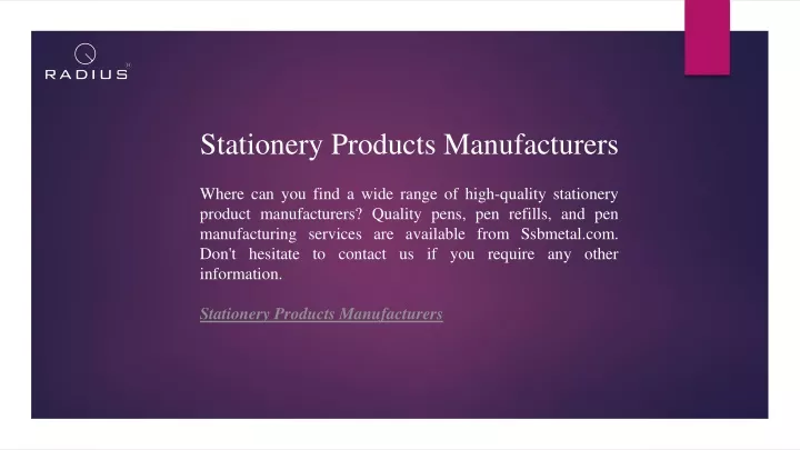 stationery products manufacturers