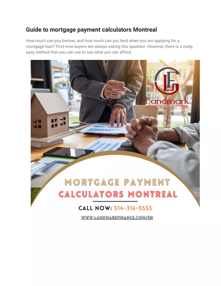 guide to mortgage payment calculators montreal