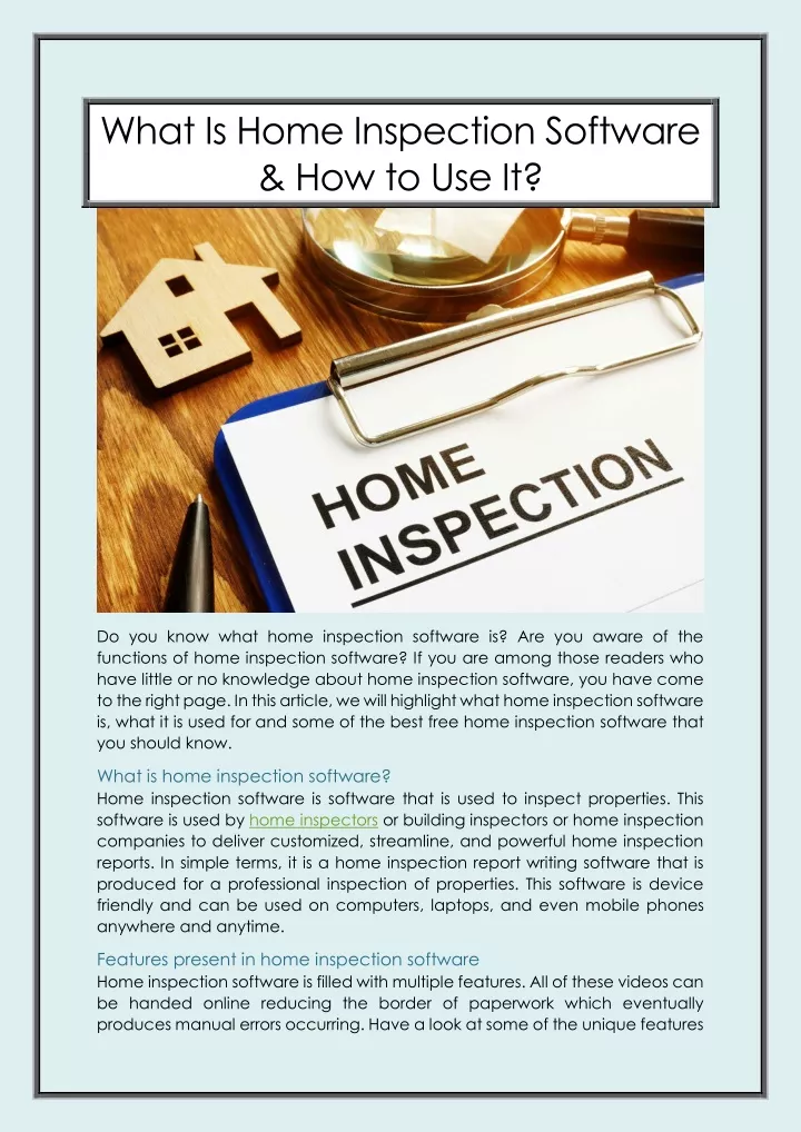 what is home inspection software how to use it