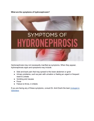 Symptoms of Hydronephrosis