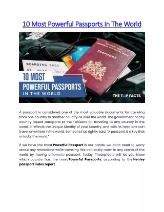 10 most powerful passports in the world 10 most