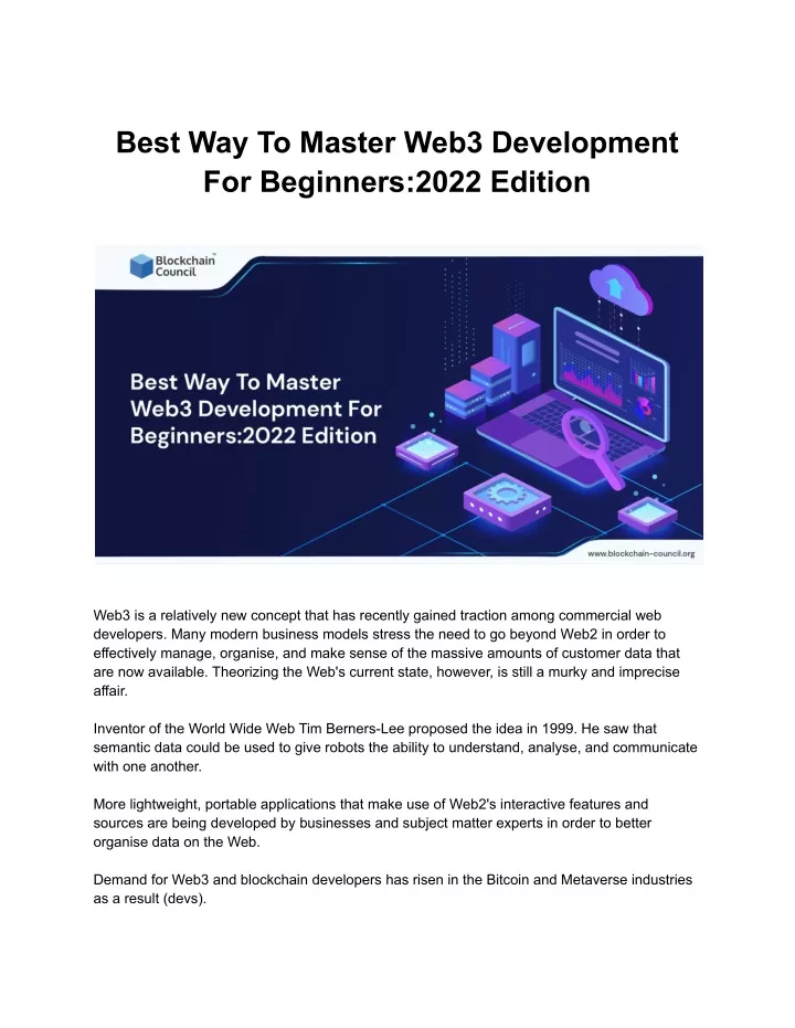 PPT - Best Way To Master Web3 Development For Beginners: 2022 Edition ...