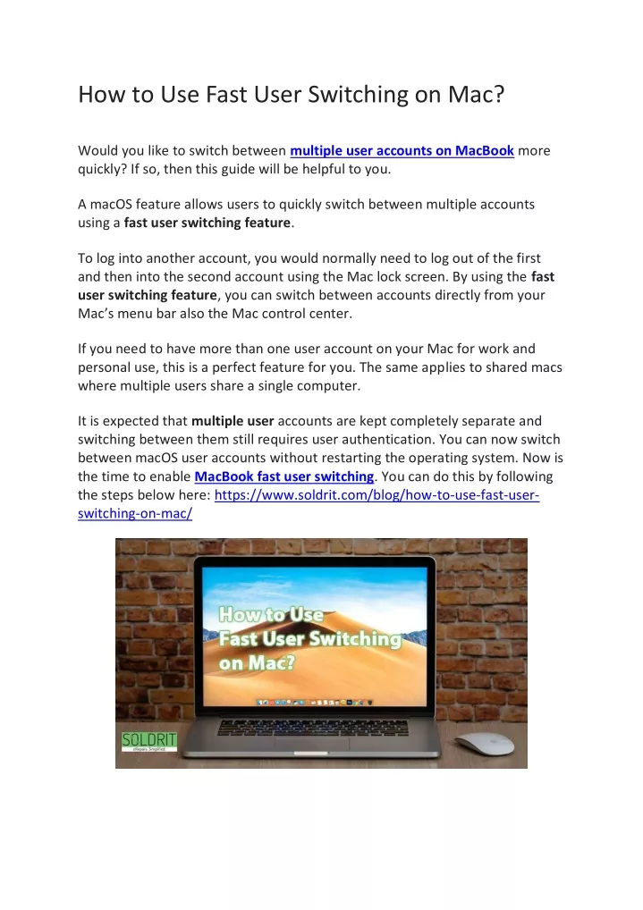 how to use fast user switching on mac