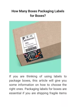 how many boxes packaging labels for boxes