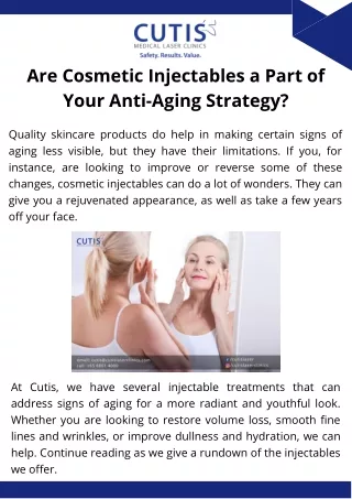Are Cosmetic Injectables a Part of Your Anti-Aging Strategy?