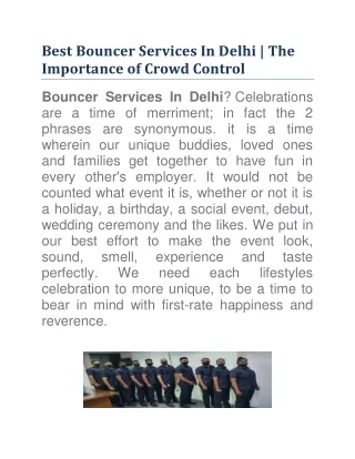 Best Bouncer Services In Delhi | The Importance of Crowd Control