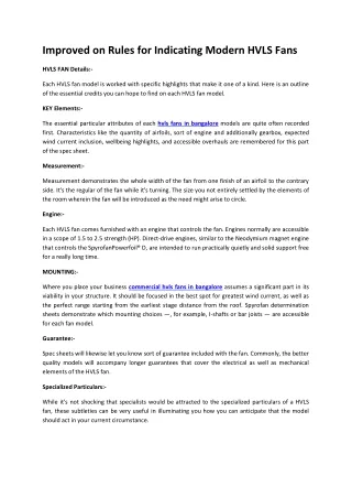improved on rules for indicating modern hvls fans