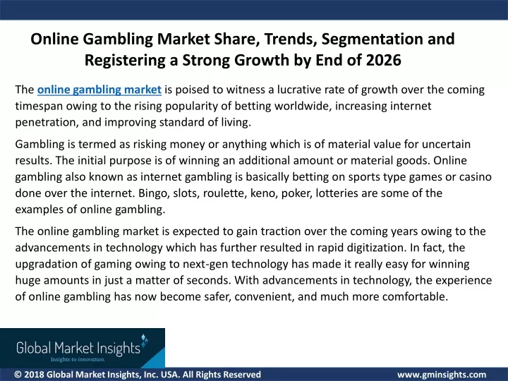 online gambling market share trends segmentation