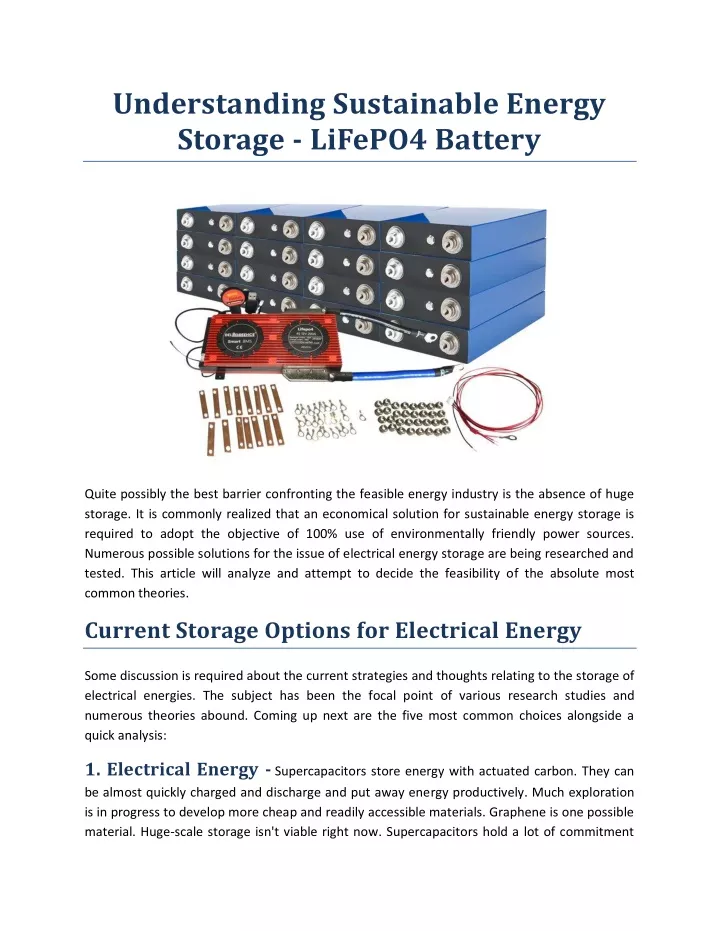 understanding sustainable energy storage lifepo4