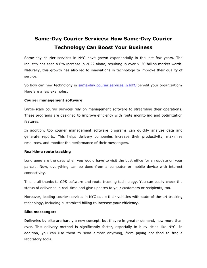 same day courier services how same day courier
